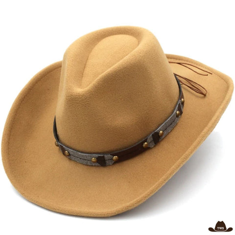 Chapeau de Cowboy Avec Ficelle Beige
