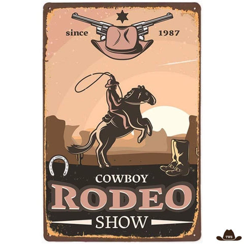 Plaque Métal Cowboy Rodeo Show