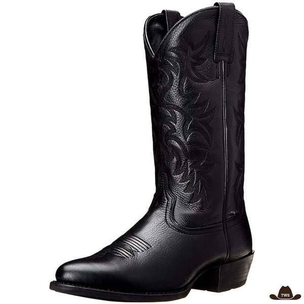 Bottes Noires Cowboy Brodées