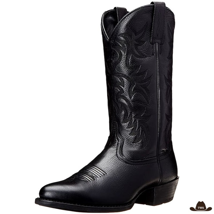 Bottes Noires Cowboy Brodées