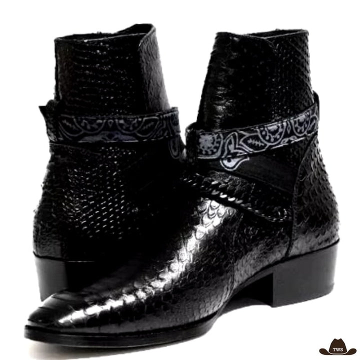 Bottines Cuir Noir Cow-boy