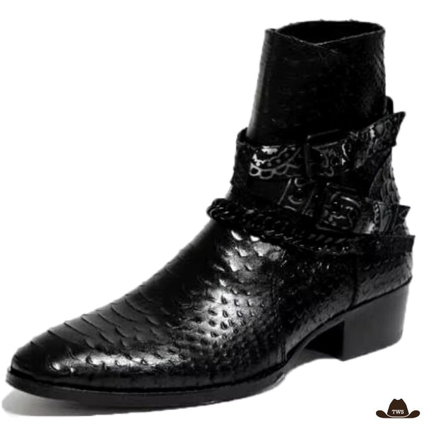 Bottines Cuir Noir Cowboy