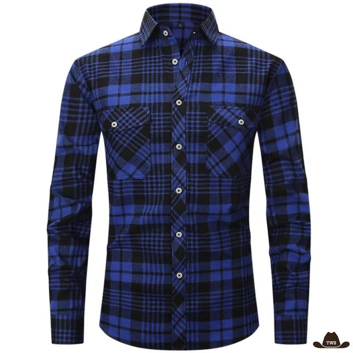 Chemise Style Western Carreaux Bleus