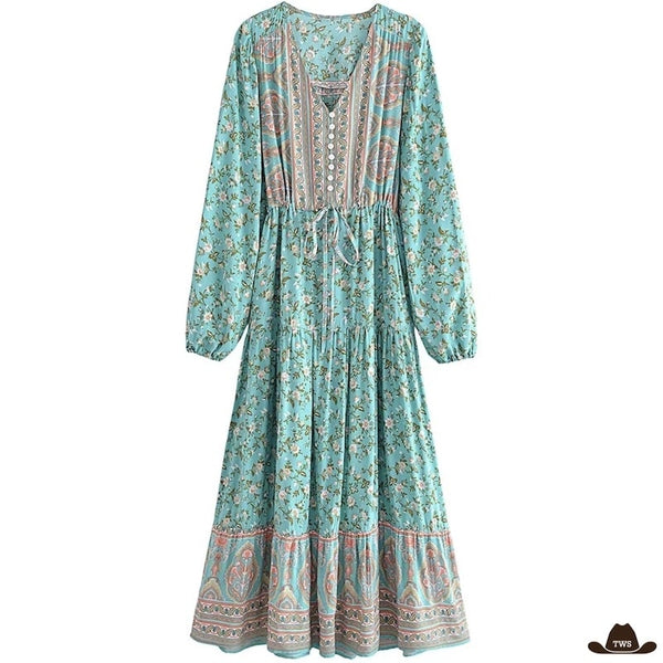 Robe Longue Cowboy Décontractée à Fleurs