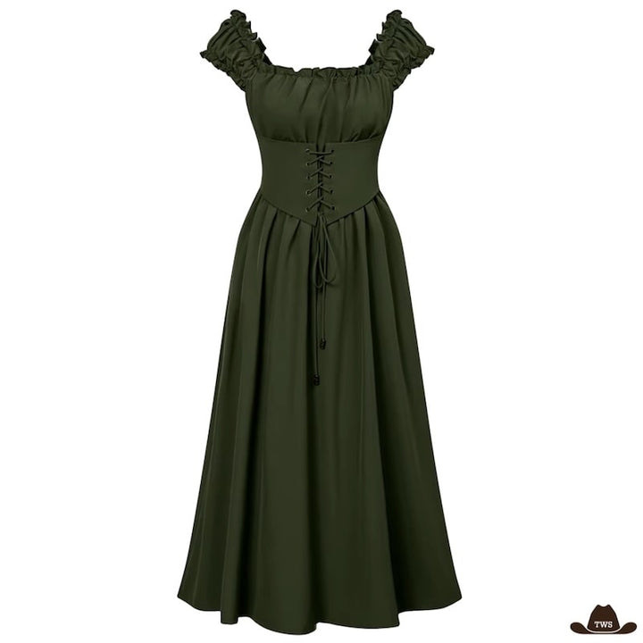 Robe Longue Style Western Verte