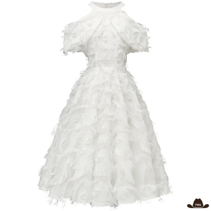 Robe Longue Western Froufrou Blanche