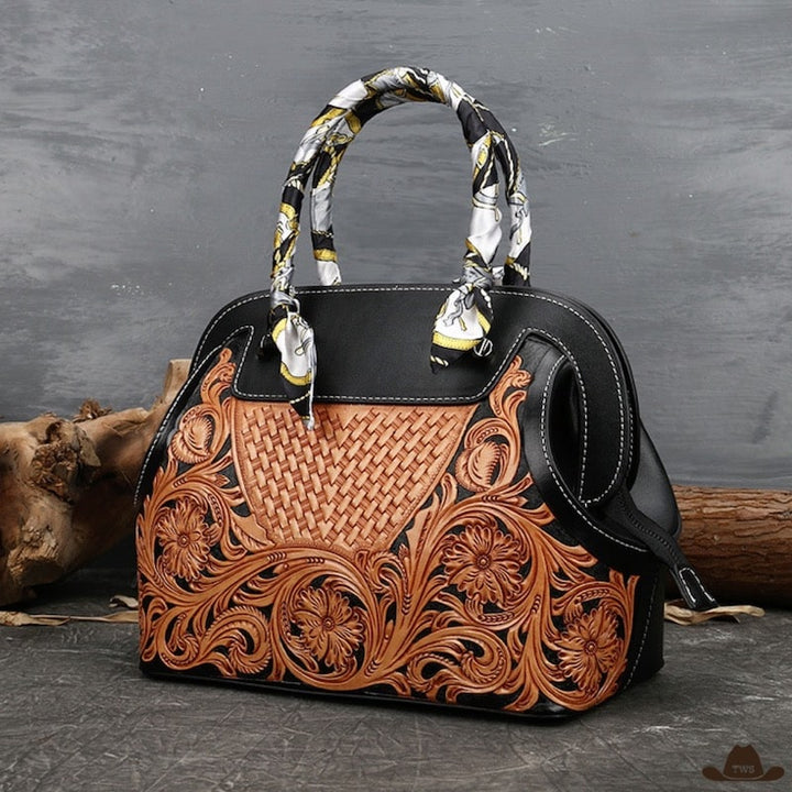 Sac Main Cuir Floral