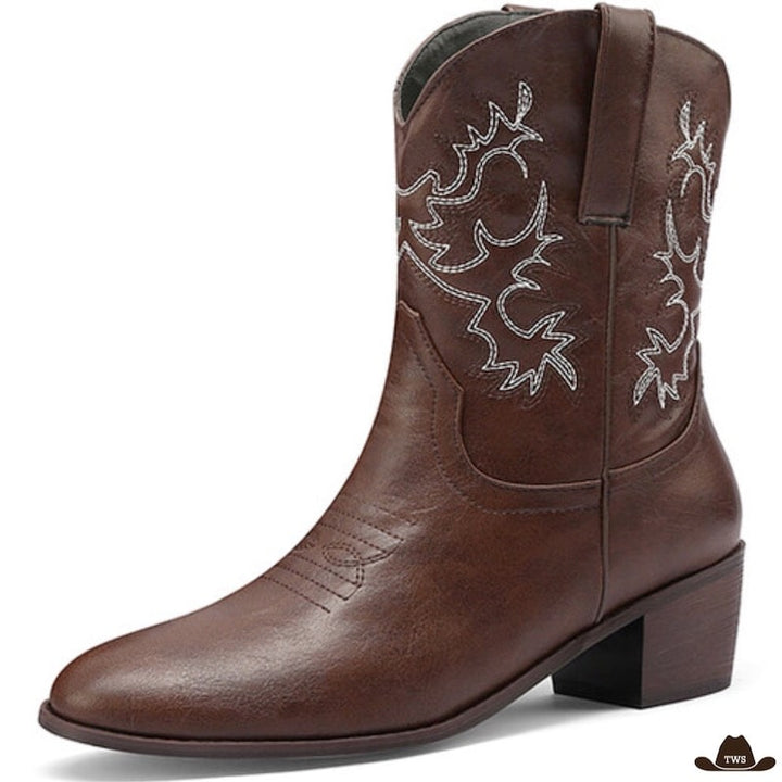 Bottines Cow-boy Talon Marron