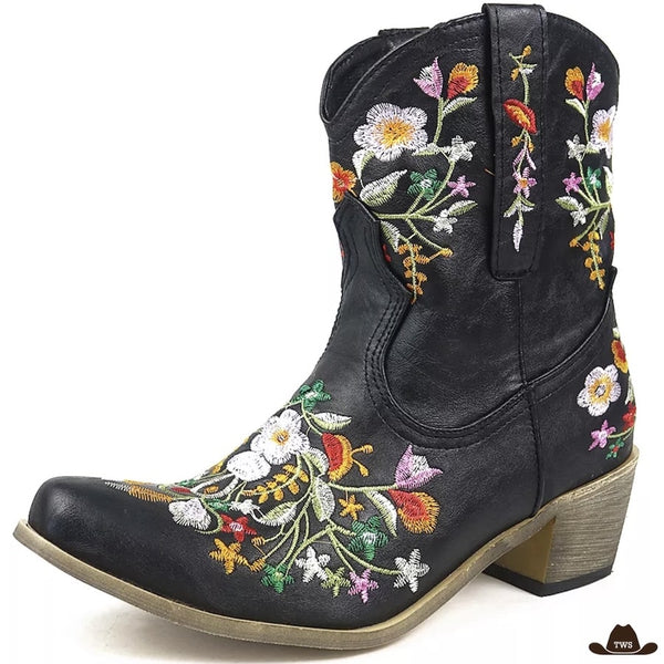 Bottines Western Fleurs Brodées