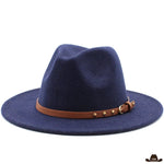 Chapeau de Cowboy à Bord Plat Bleu