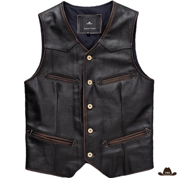 Gilet Cuir Homme Western