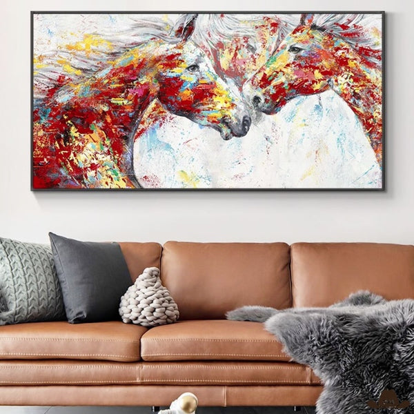 Tableau Peinture Cheval Rouge