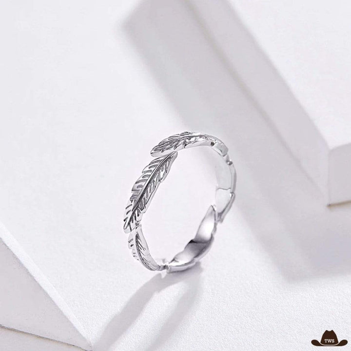 Bague Plume Ajustable Argent