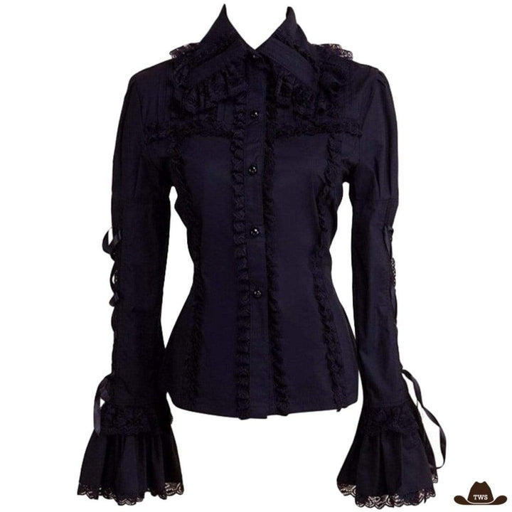 Blouse Noire Découpe Western