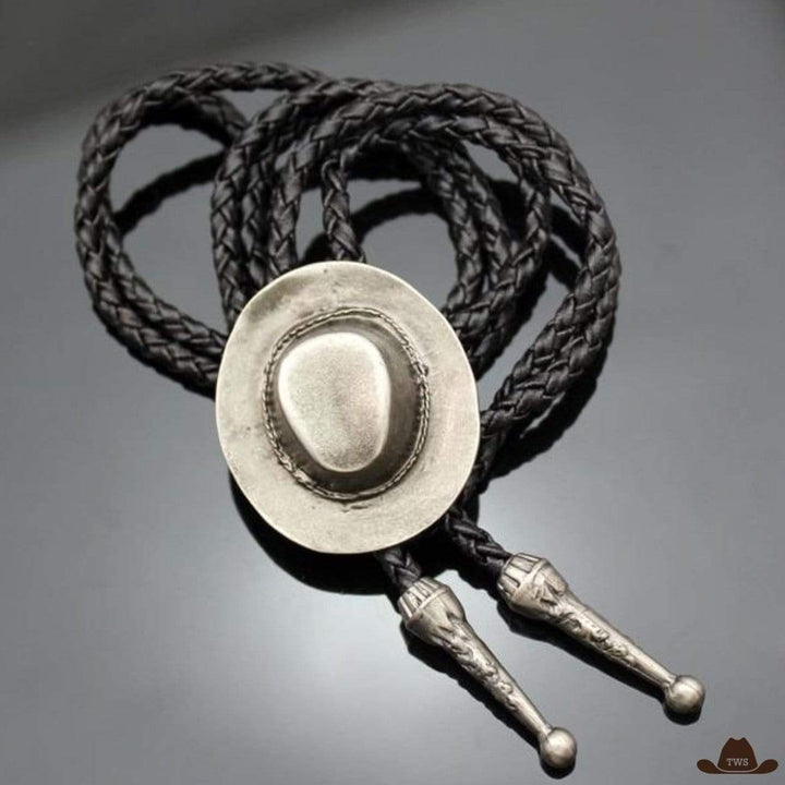 Bolo tie chapeau de cowboy - argentée