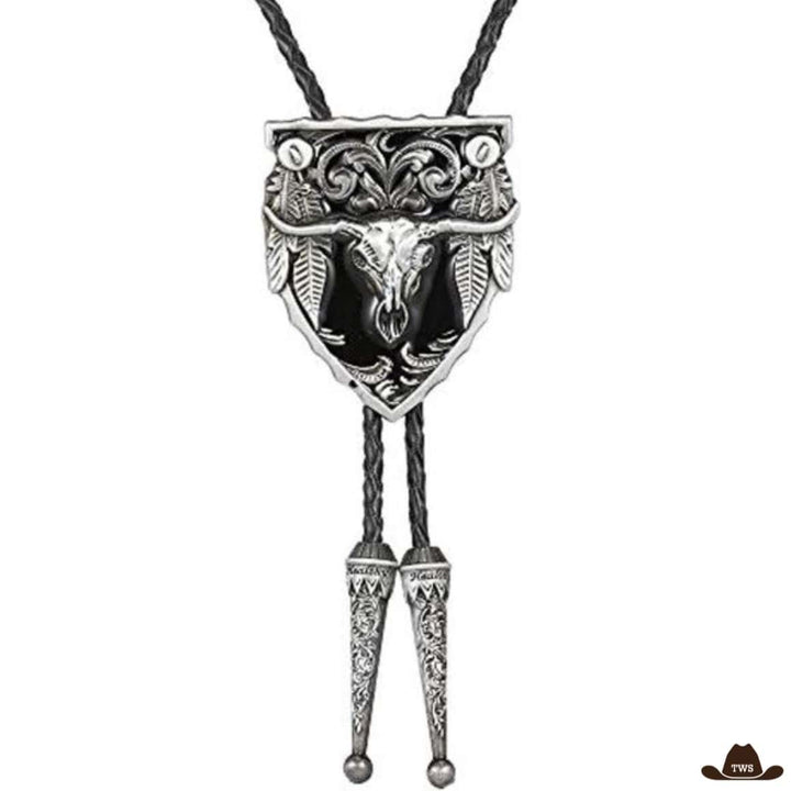 Bolo Tie Crâne de Bison Noir