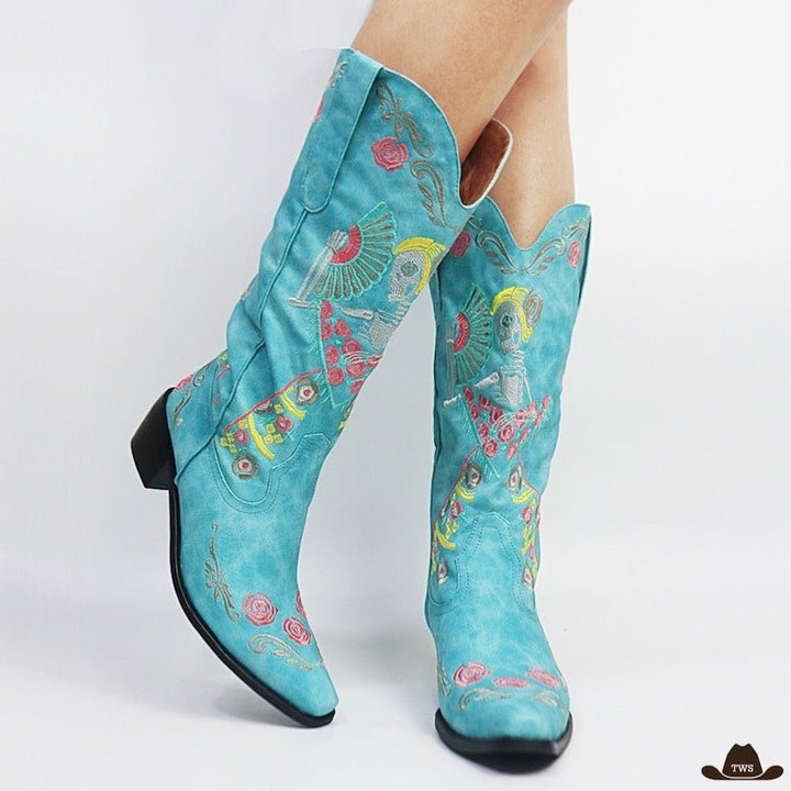 Bottes Cow-boy Femme Turquoise