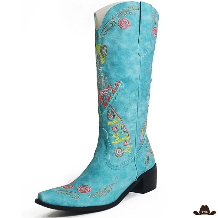 Bottes Cowboy Femme Turquoise