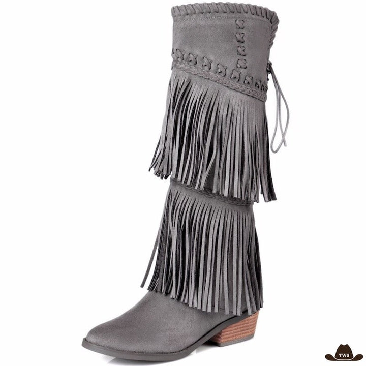 Bottes en Cuir Western Femme Grises