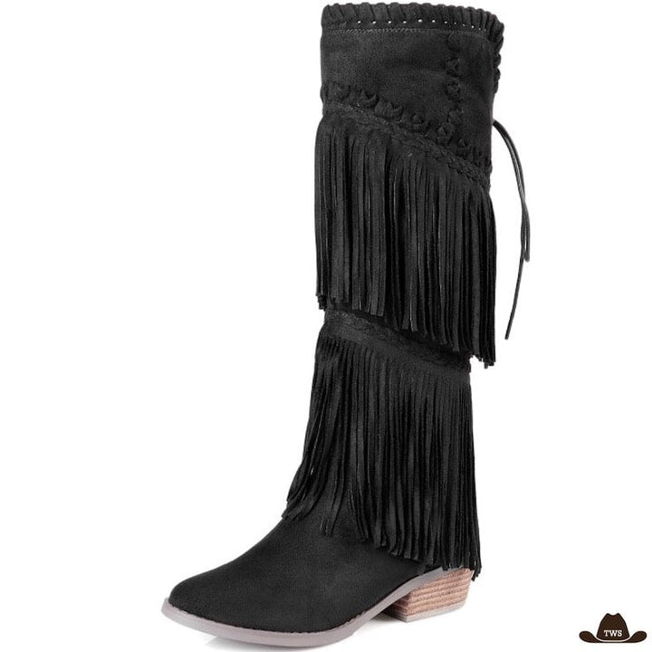 Bottes en Cuir Western Femme Noires