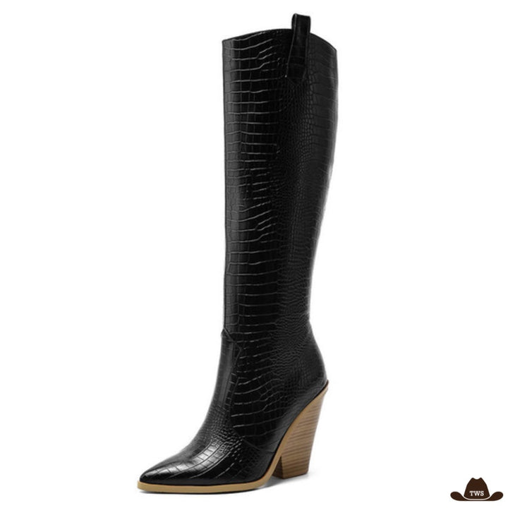 Bottes Style Western Femme à Talon Noires