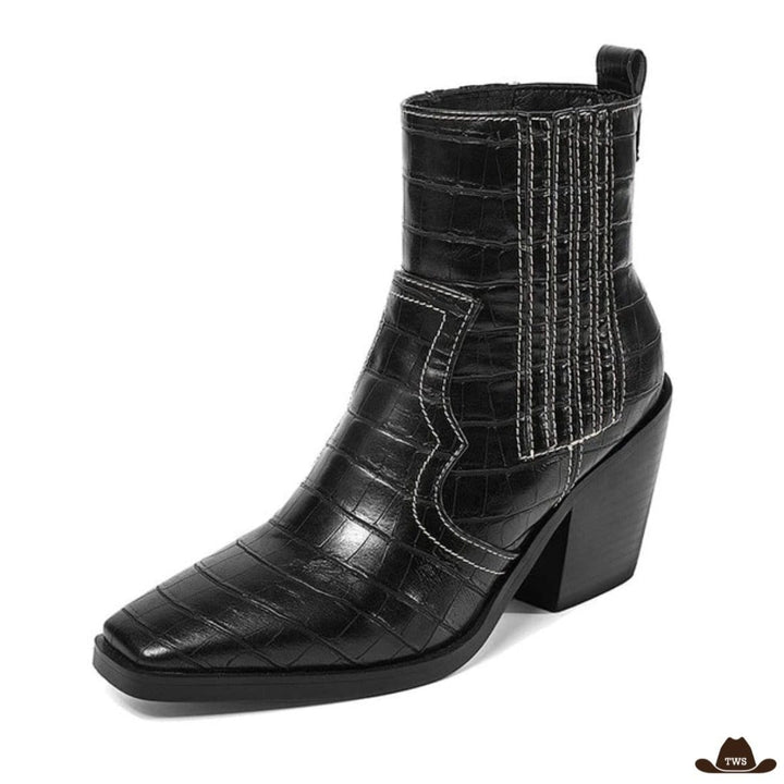 Bottes Western Crocodile Noires