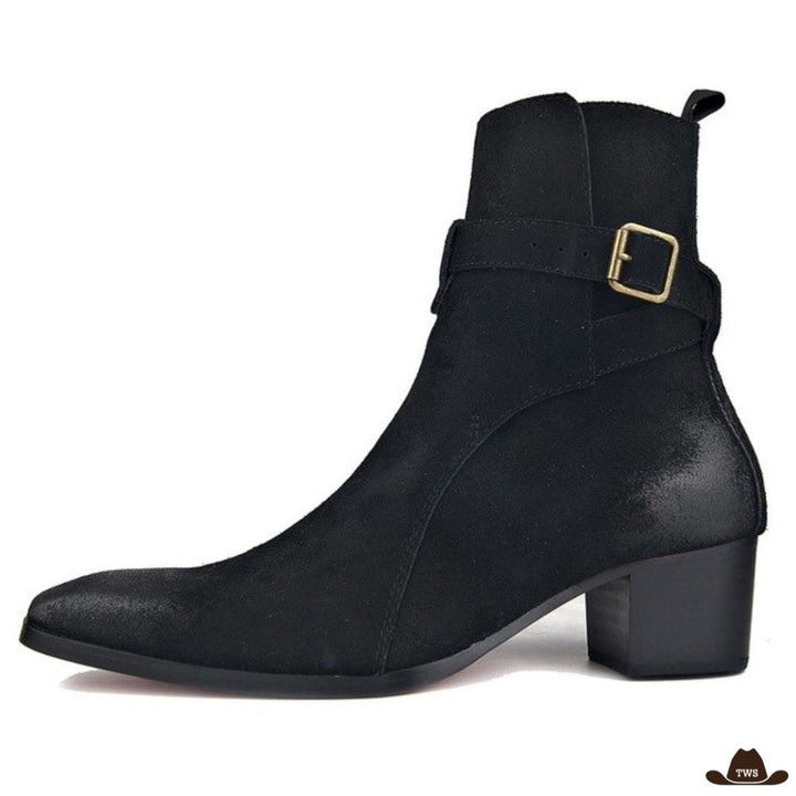 Bottines Gros Talon Cowboy Noires