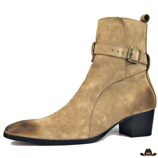 Bottines Gros Talon Cowboy Beiges