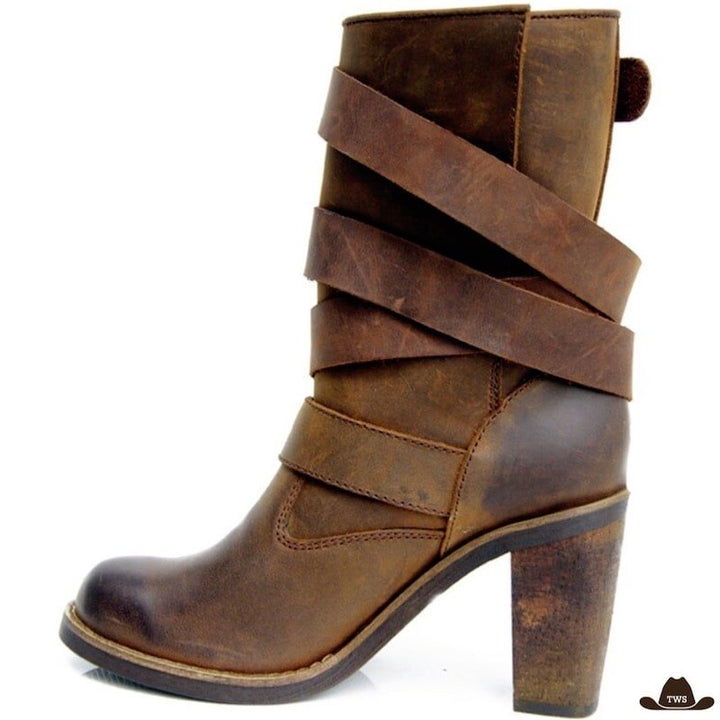 Bottines Cow-boy Femme Cuir Marron