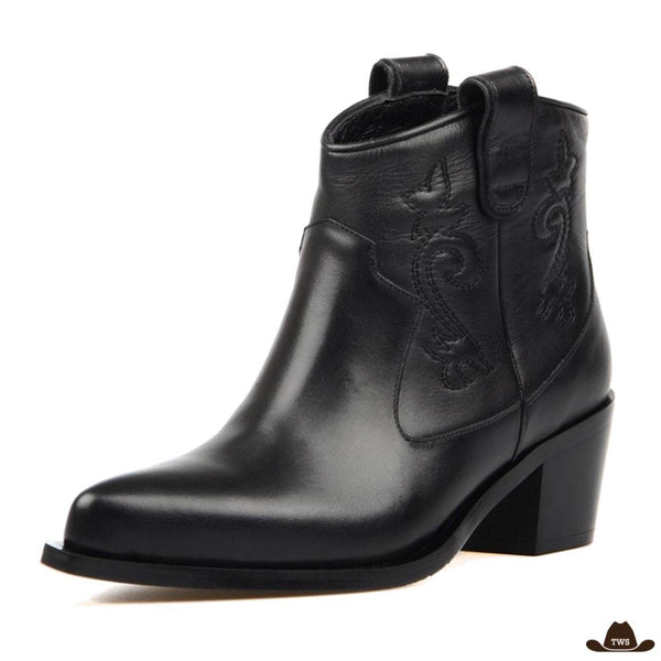 bottines cowboy noires cuir femme