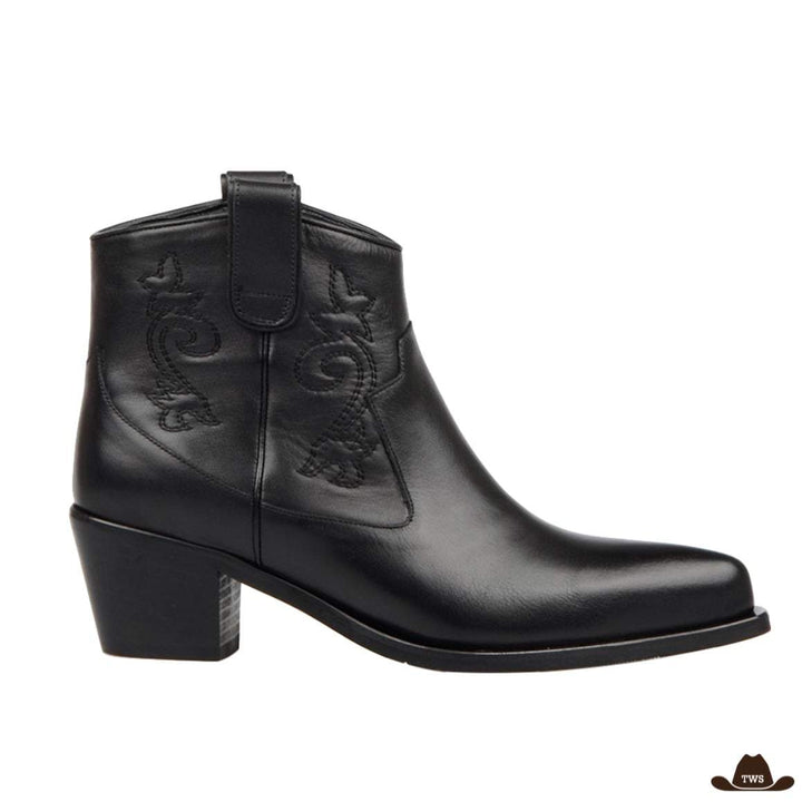 bottines de cowboy noires cuir femme