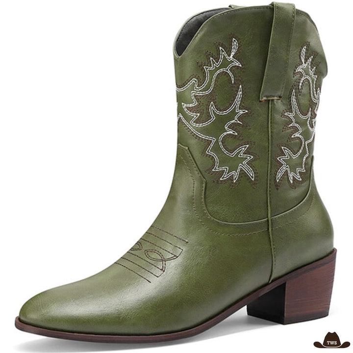 Bottines Cowboy Talon Vertes