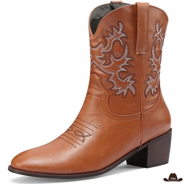 Bottines Cowboy Talon Marron