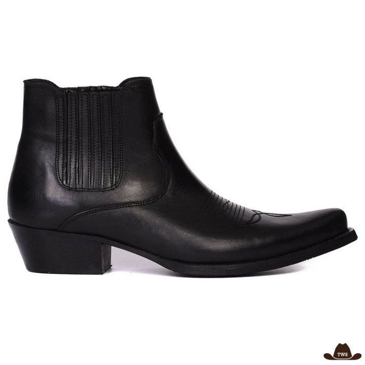 bottines en cuir cowboy talon carré