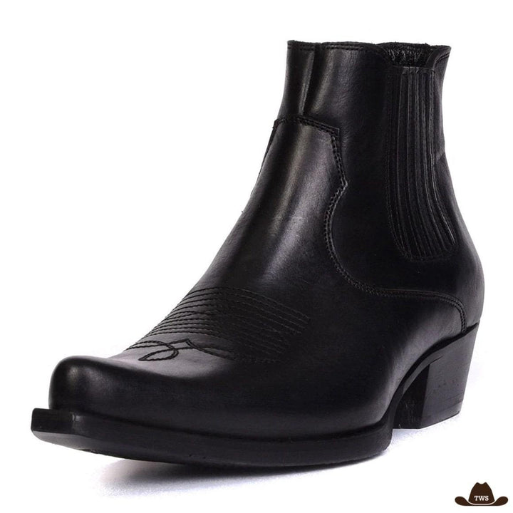 bottines cuir cowboy talon carré