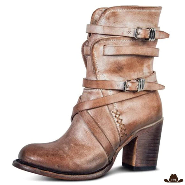 Bottines Marron Cowboy Simili Cuir