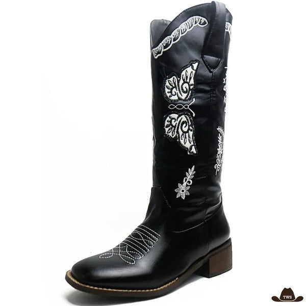 Bottines Noires Style Cowboy