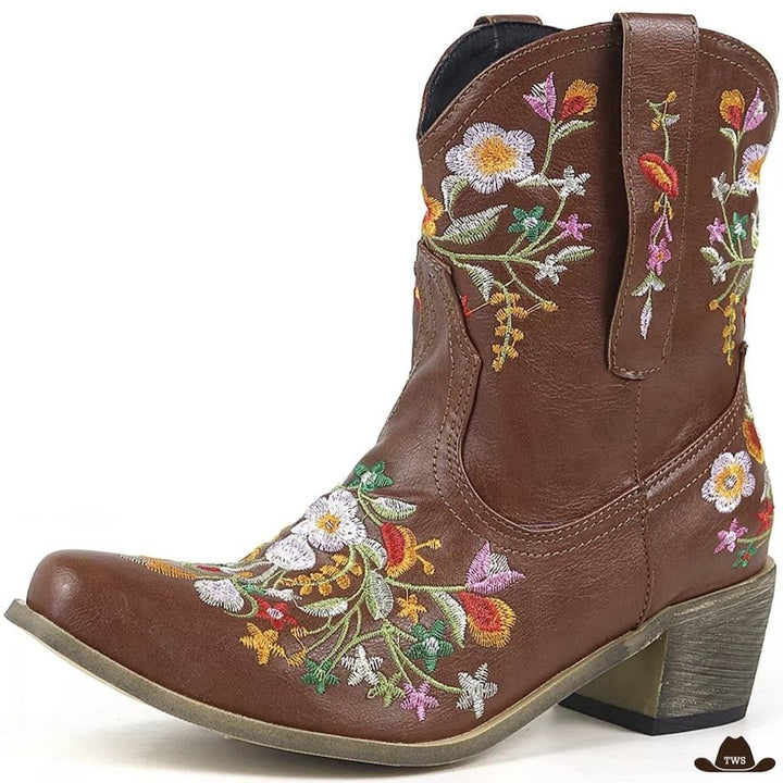 Bottines de Western Fleurs Brodées