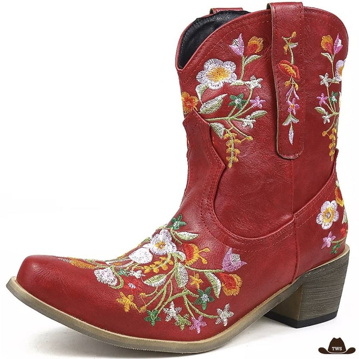 Bottines Cow-boy Fleurs Brodées