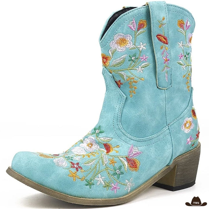 Bottines Fleurs Brodées Western