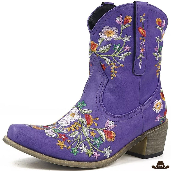 Bottines Cowboy Fleurs Brodées