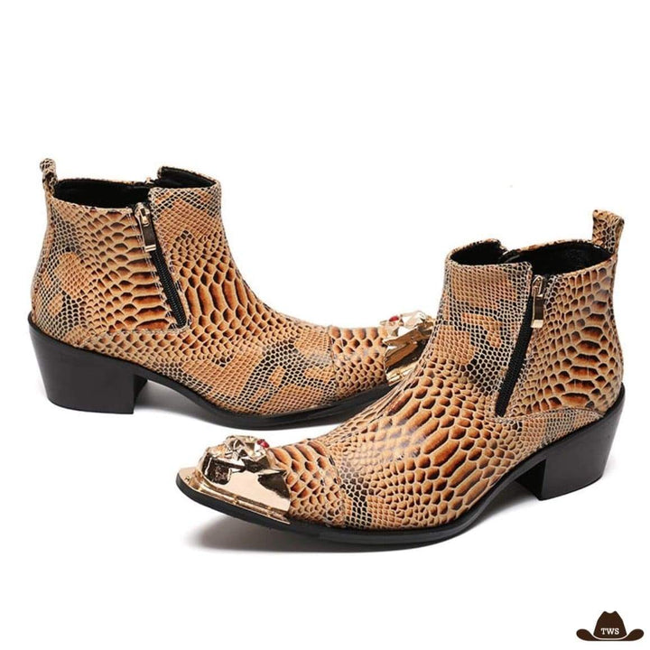 Bottines Western Python Beige