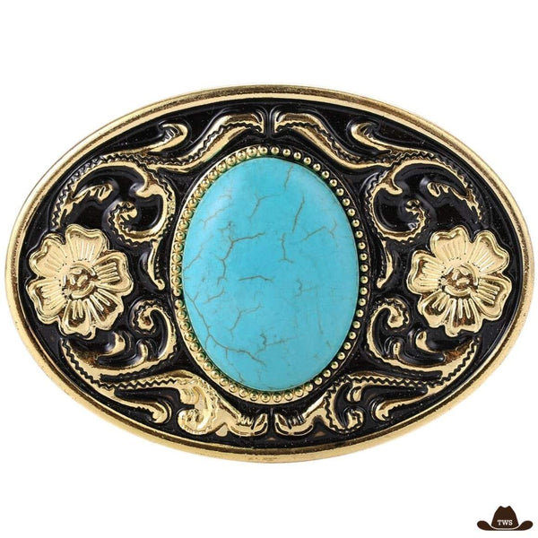 boucle de ceinture western effet turquoise