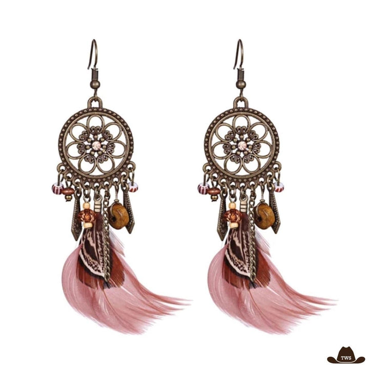 Boucles d'oreilles à plumes roses