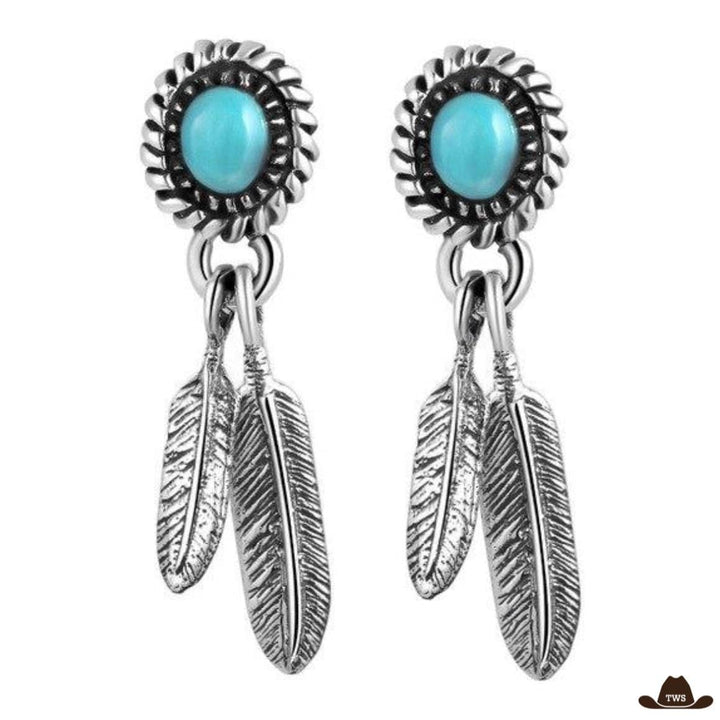 Boucles d'Oreilles Western Turquoise Argent