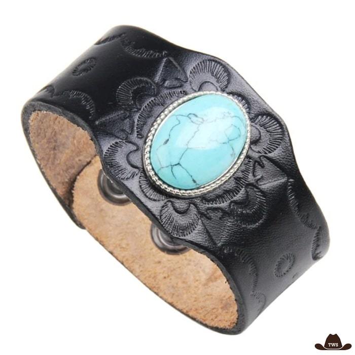 Bracelet en Cuir Pierre Turquoise