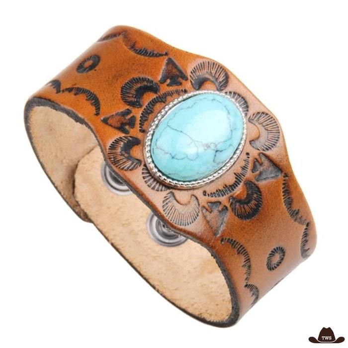 Bracelet Cuir Pierre Turquoise