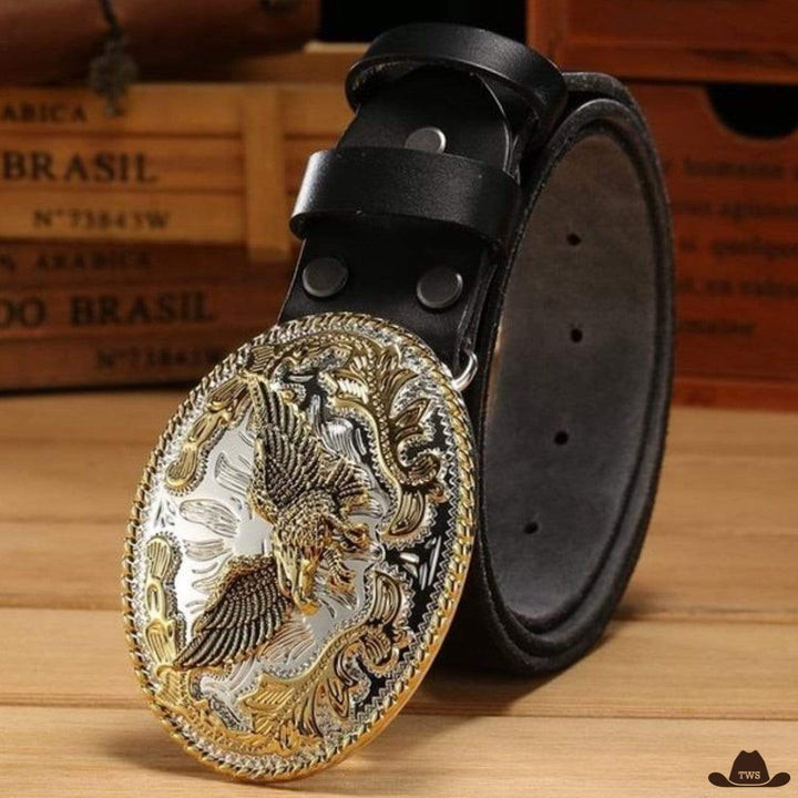 Ceinture avec boucle cowboy - noire