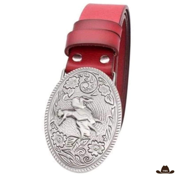 Ceinture avec Boucle Western Rouge