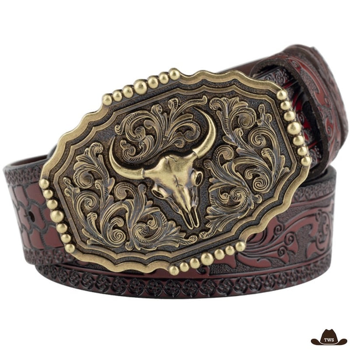 Ceinture Boucle Western Rouge